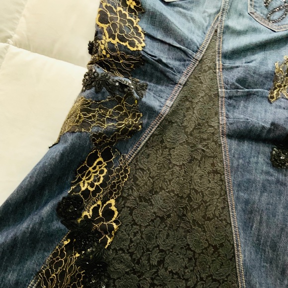 NWOT BEBE Long Denim Skirt - Picture 3 of 4